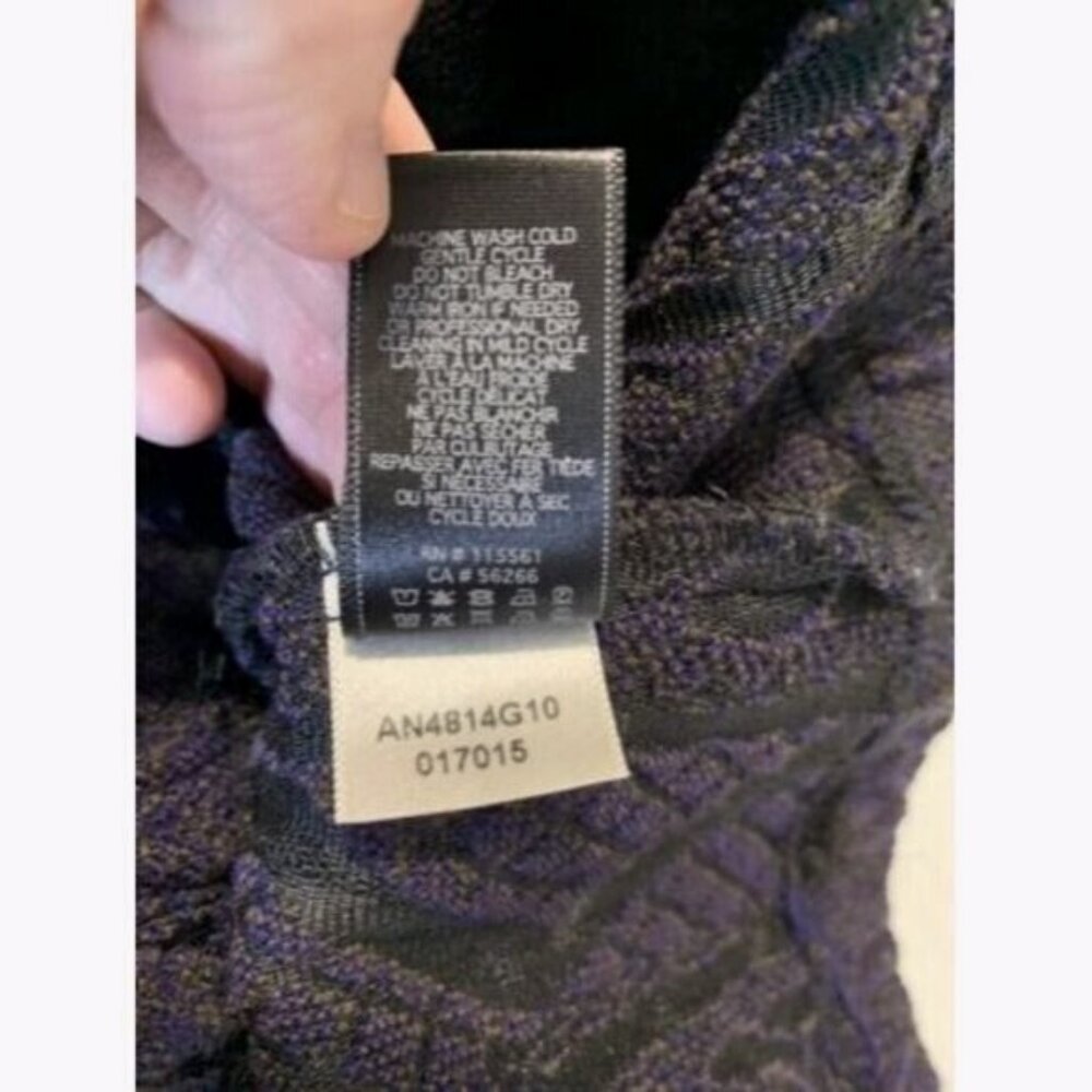 7 For All Mankind Women’s Purple Cable Knit Top XS Deep Scoop Grunge Preppy - Picture 8 of 9
